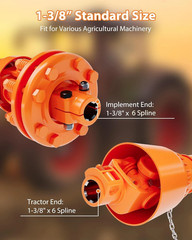 PTO Shaft PTO Driveshaft for Tractor 1-3/8″ x 6 Spline Both End 31.5″-41″ Orange