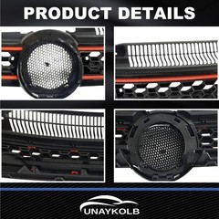 Black Front Upper Grille with Red Trim 2010-2014 GTI Jetta Golf