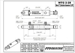 Hydraulic Cylinder Welded Double Acting 2″ Bore 28″ Stroke Tang 2×28 WTG NEW