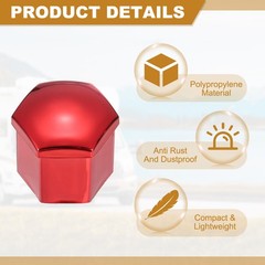 20Pcs 19mm Wheel Lug Nut Cover Bolt Caps Car Tire Nut Cover with Tongs Red