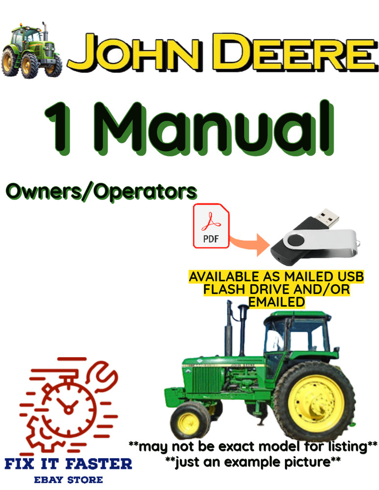 JOHN DEERE 50 SERIES TRACTOR OWNERS OPERATOR MANUAL PDF FILE ON USB