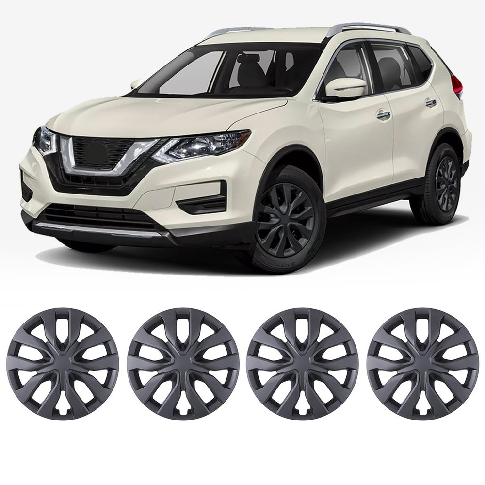 17” Nissan Rogue Hubcaps 2014-2020, 4 Packs, ABS+PC, Matte Black | Nissan
