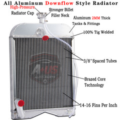 Aluminum 3 Row Tractor Radiator For Ford 2N 8N 9N Model 8N8005 w/ Radiator Cap