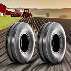 TWO 600-16 TRACTOR TIRES THREE RIB W/TUBES F2 TRI RIB 6.00 16 3 RIB