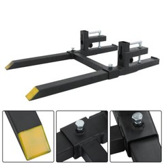 Tractor Bucket Forks 43″ Clamp on Pallet Forks w/ Adjustable Stabilizer Bar