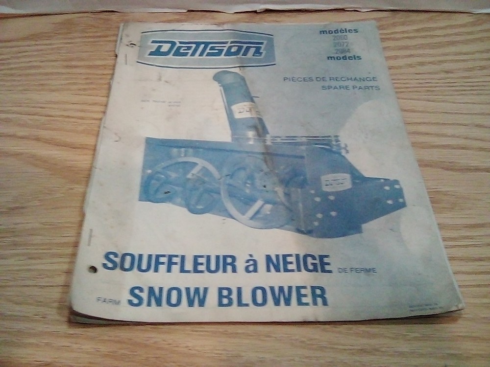 Dettson Models 2060 2072 2084 Snow Blower French and English Spare Parts Manual