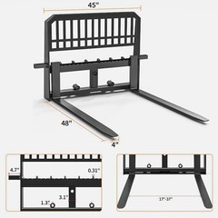45″ Skid Steer Pallet Fork Attachment w/48″ Blades Quick Tach Pallet Fork 4000LB