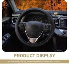 Microfiber Leather Steering Wheel Cover, 15 Inch Universal An Color: Black-Red