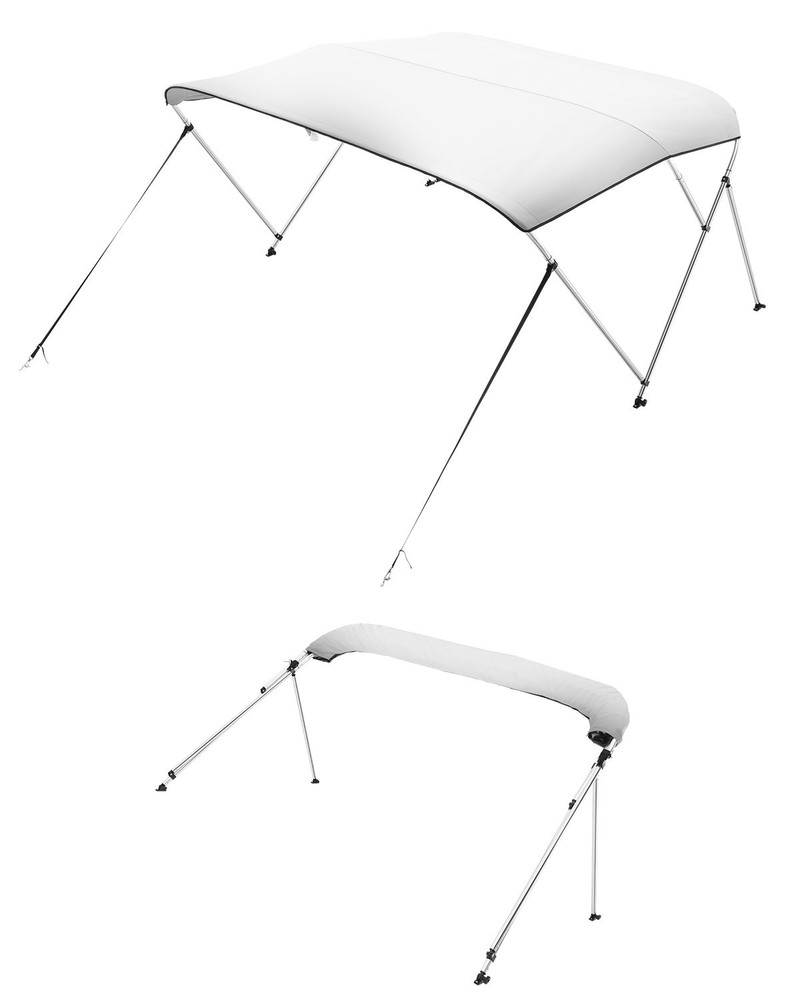 3 Bow Boat Bimini Tops, 600D Polyester Canopy with Aluminum Alloy Frame, Waterpr