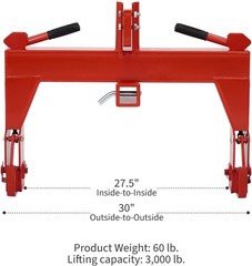 3000 LBS Steel 3 Point Quick Hitch W/ 2″ Receiver Hitch For Cat 1 & 2 Tractors
