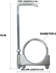 Clamp With Hanger fit 3″ Exhaust Pipe, Exhaust Sy Number of Items: 1Style: 3in