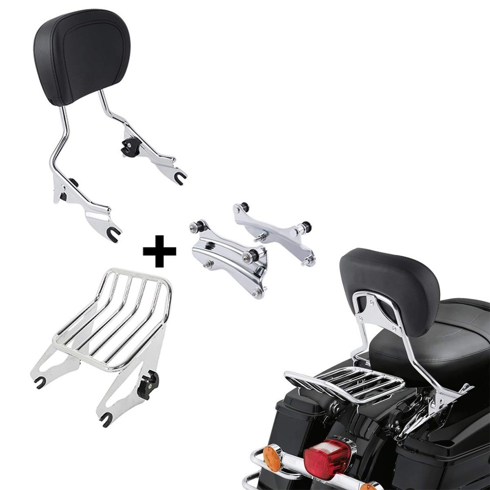 Detachable Passenger Sissy Bar with Luggage Rack and 4Pt Docking Hardware