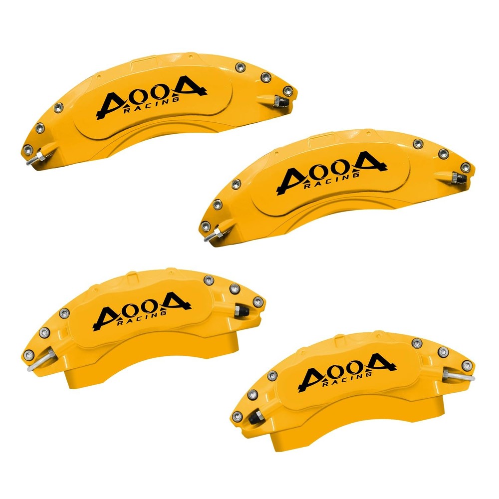 Yellow Black Logo Aluminum Brake Caliper Covers Front Rear 2024-2026 Mustang GT