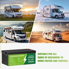 Bluetooth LiFePO4 51.2V 100Ah Lithium Battery with BMS 5120Wh + 48V 20A Charger