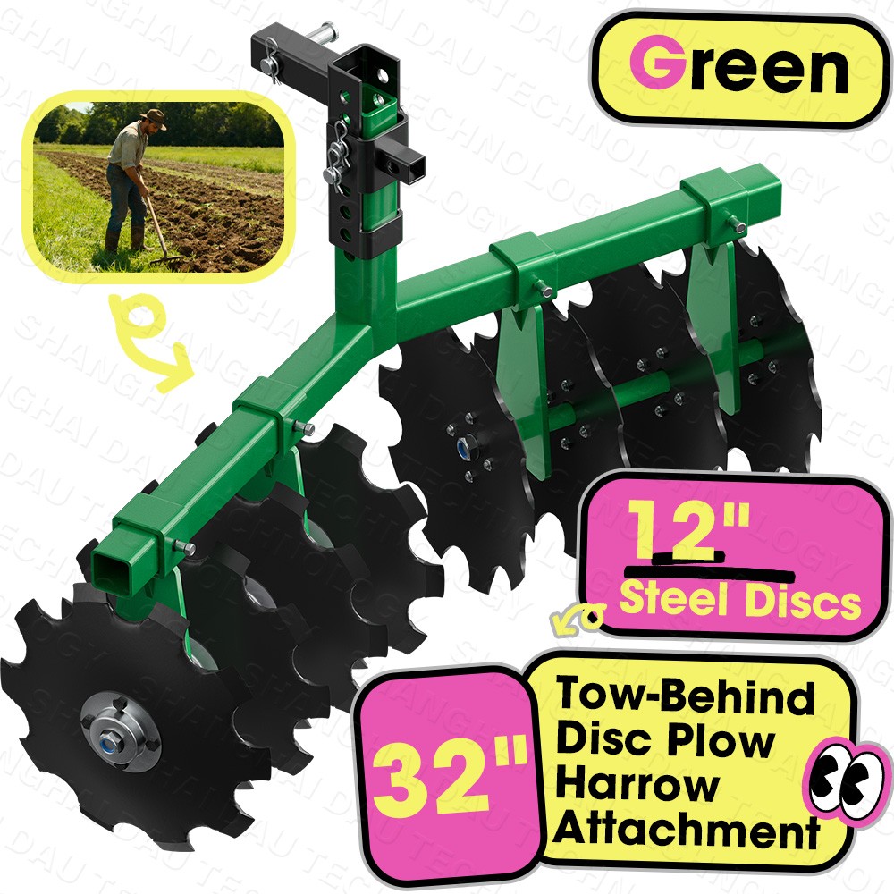 32″ Width Disc Plow Harrow W/2″ Receiver Mount for ATV UTV Steel Heavy Duty New