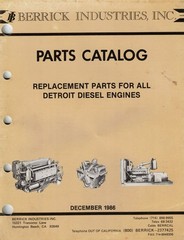 BERRICK INDUSTRIES PARTS CATALOG 1986; Replacement Parts; All Detroit Diesel Eng