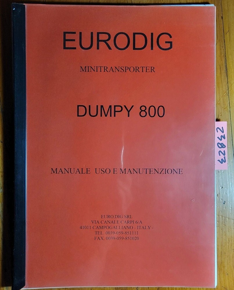 Eurodig Dumpy 800 Minitransporter Owner’s Operator’s Manual English