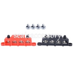 New Red & Black 5/16″ 4 Stud Power Distribution Block -BUSBAR- With Cover