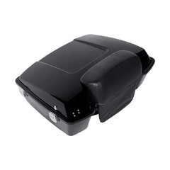 Vivid Black Chopped Trunk Luggage w/Passenger Backrest Pad for Touring 1997-2013