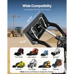 Uimoso 1/4″ Skid Steer Mount Plate 2″ Receiver Loader Hitch Mini Quick Tach 24″