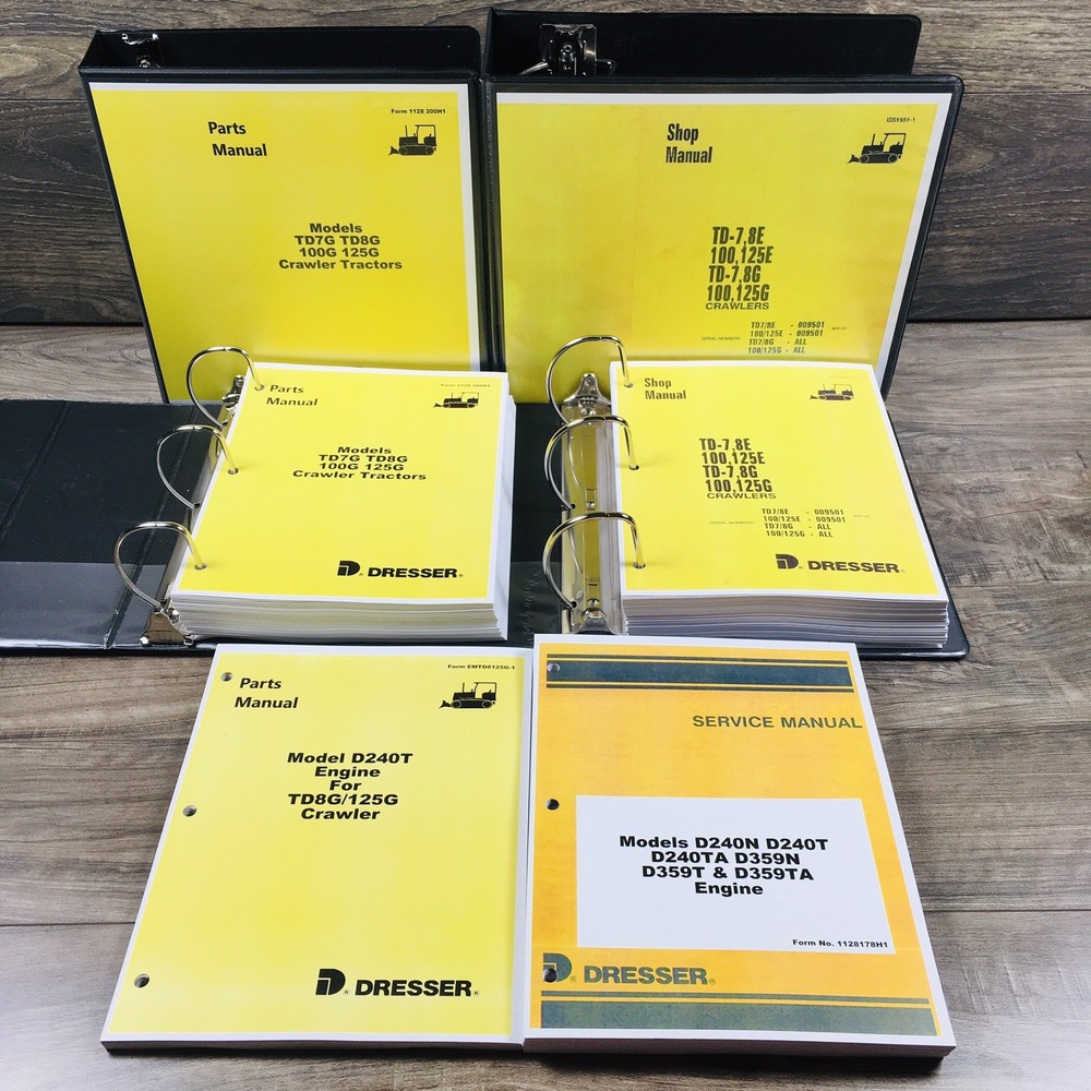 IH Dresser TD8G 125G Crawler Tractor Service Parts Manual Set 9501-Up Book D240T