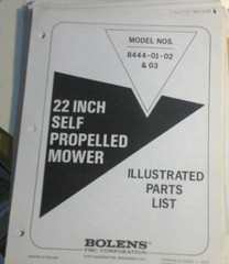 Bolens illustrated parts list 22 inch self propelled mower models 8444-01, 02, 3