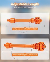 PTO Shaft PTO Driveshaft for Tractor 1-3/8″ x 6 Spline Both End 31.5″-41″ Orange