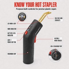 Cordless Hot Stapler Repair Kit, 4.0Ah Rechargeable Plastic Welder, USB-C Fast