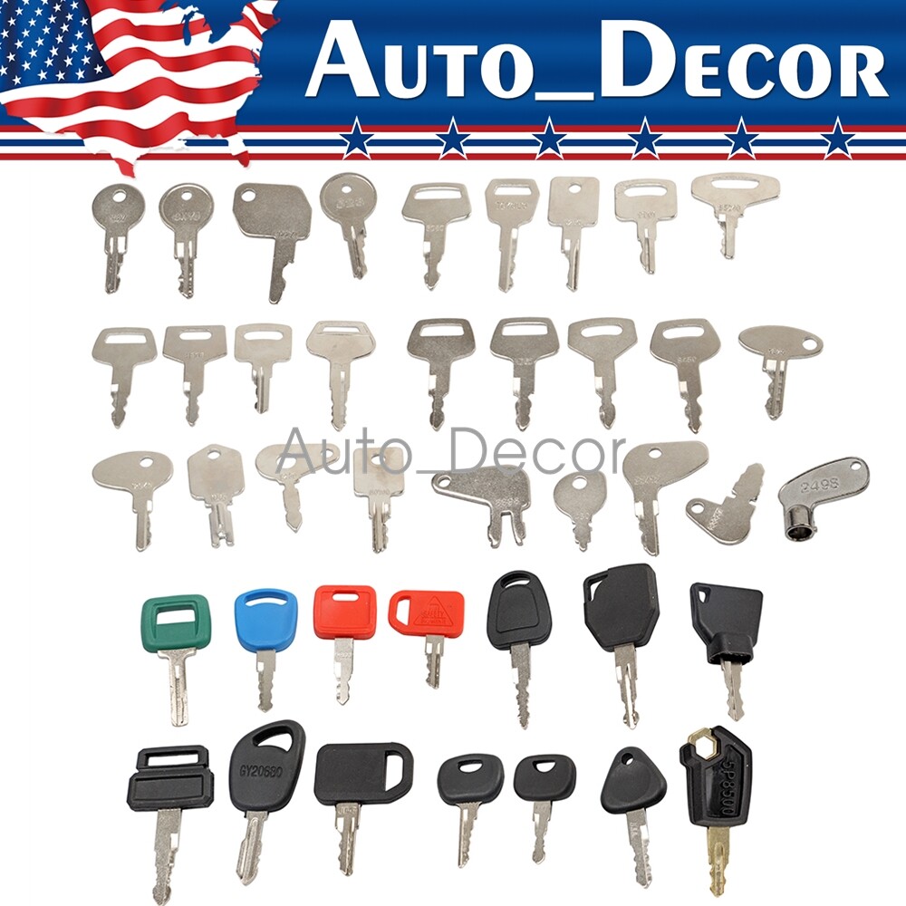 41 Heavy Equipment Keys For Case Cat Komatsu JCB Kubota Bobcat Volvo Doosan JLG