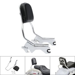 Detachable Sissy Bar Passenger Backrest Pad Chrome for Motorcycles