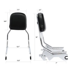 Detachable Sissy Bar Passenger Backrest Pad Chrome for Motorcycles