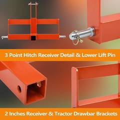 3 Point Trailer Hitch w/2″ Receiver for Cat 1 Tractor Quick Hitch Drawbar