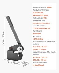 Sheet Metal Shear, Throatless Rotary Hand Shear, 16 Gauge Mild Steel Sheet Cutte