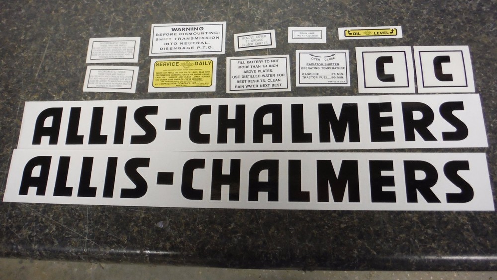 ALLIS CHALMERS MODEL C DECAL SET. ALL DECALS ON TRACTOR. SEE DETAILS & PICS.
