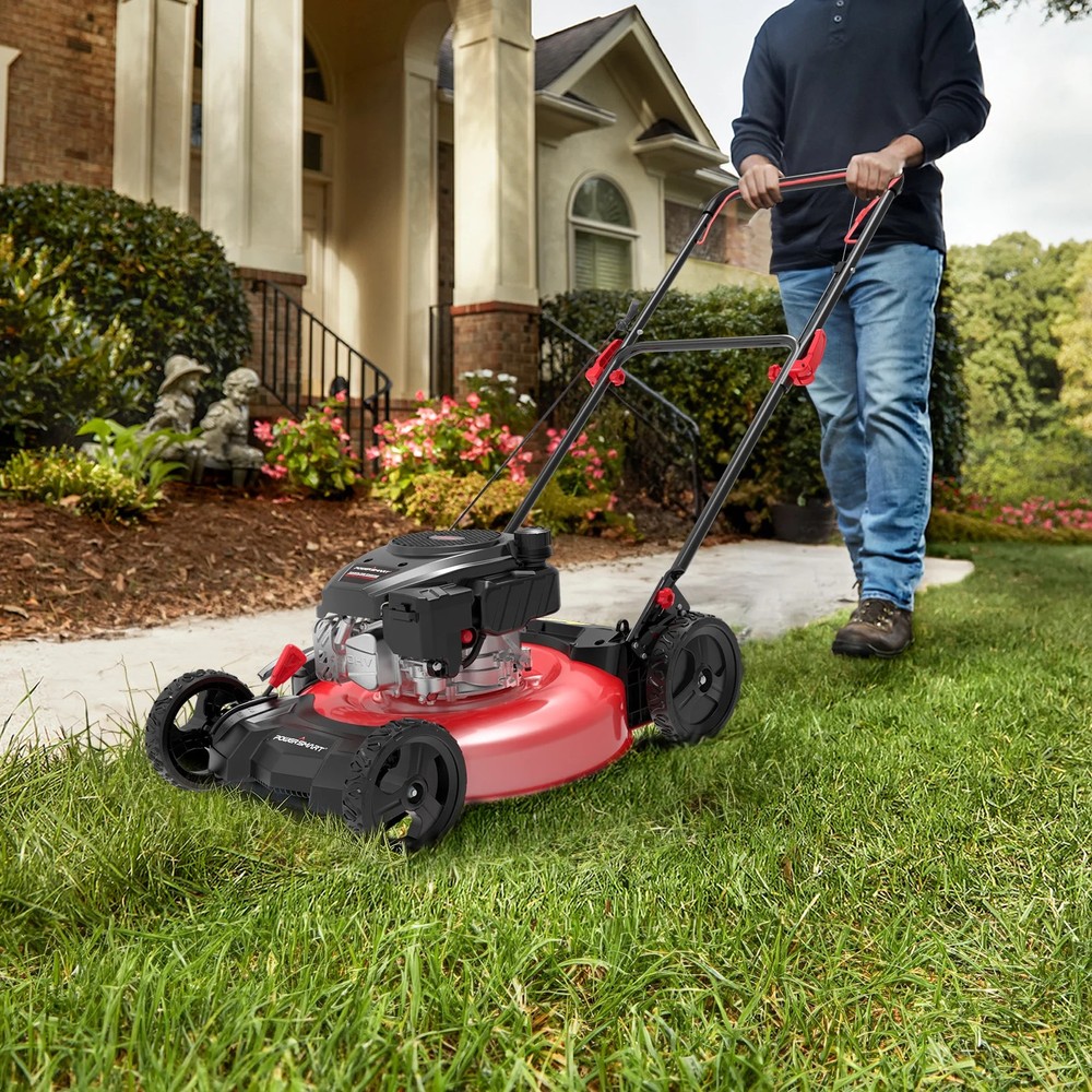 PowerSmart DB8602C Gas Lawn Mower, 21 inches 144cc 2-in-1 Walk-Behind , Side