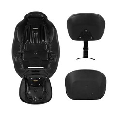 Low-Profile Touring Bike Seat 2-Pc Passenger Seat Sissy Bar Backrest 14-23 Black