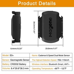 Magene Outdoor/Indoor Speed/Cadence Sensor for Cycling, Wireless Bluetooth/Ant+