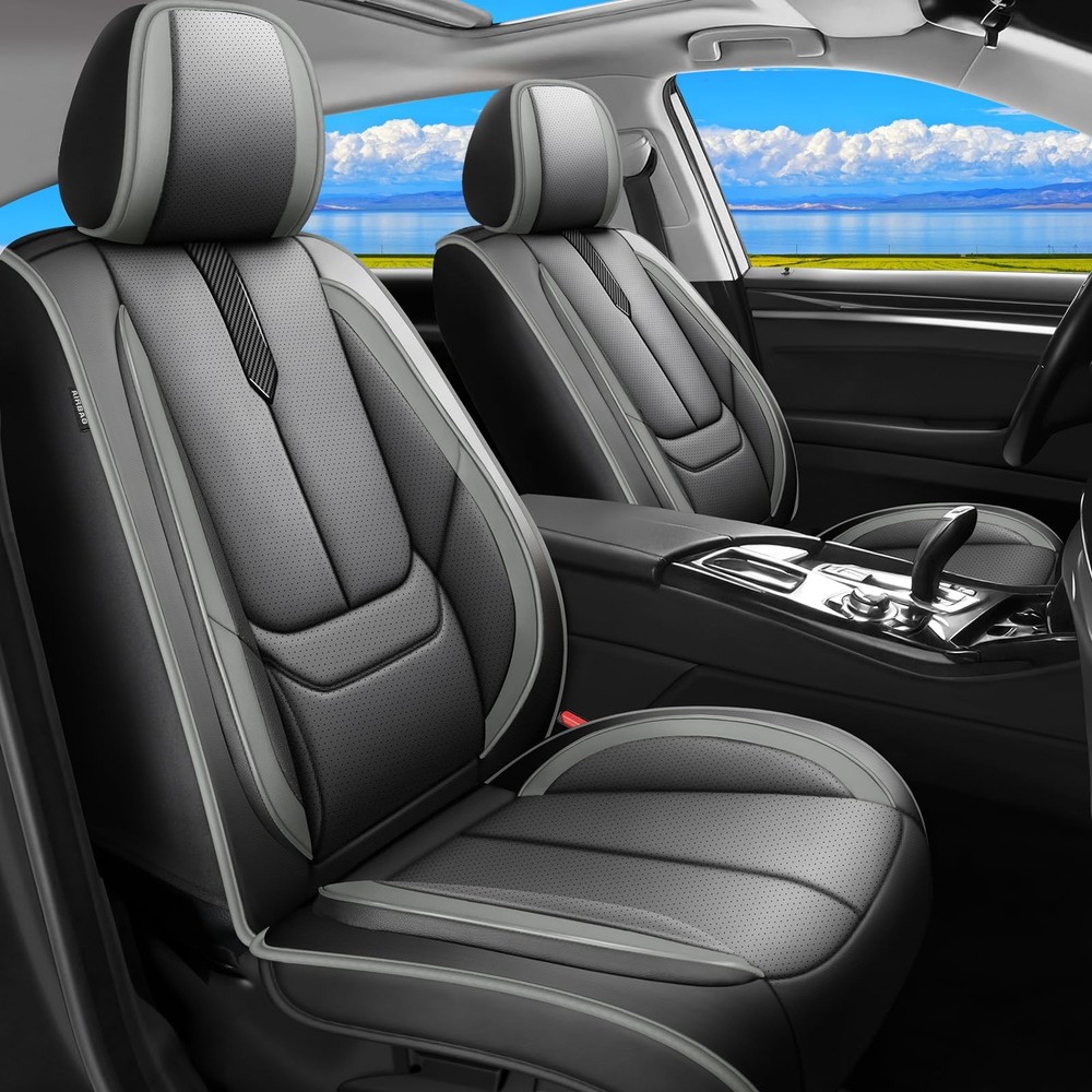Toyota FJ Cruiser 07-14 Seat Covers Waterproof Leather Airbag 2 Front Black Grey