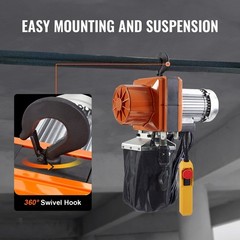 Electric Chain Hoist, 2200 lbs/1 ton Capacity, 10 ft Lifting Height, 10 ft/min S