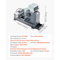 Jaw Crusher 7.87 X 9.65″ Feed Size Rock and Stone Crushing Machine 220V