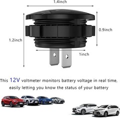 Waterproof Mini LED Digital Voltmeter Gauge Round Panel, 12V 24V Color: Green