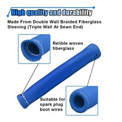 8PCS Spark Plug Wire Heat Shield Sleeve, 1500° 6.17 x 1.10 inches, Blue