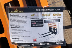 LandHoner Skid Steer Pallet Fork 42″ 4000 lbs Model: PF-11-3500G