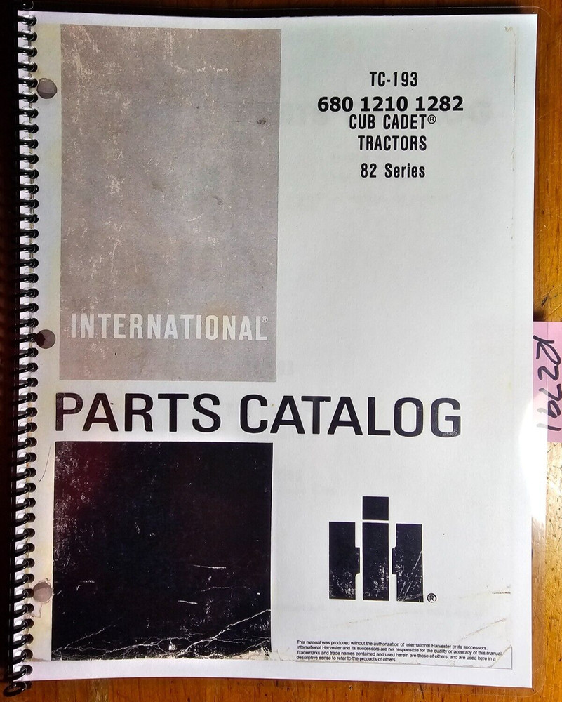 IH International Cub Cadet 680 1210 1282 Tractor Parts Catalog Manual TC-193 ’85