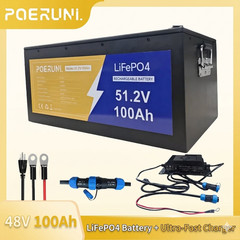 NEW 48V 100Ah LiFePO4 Lithium Battery 5120Wh Built-in BMS whit 58.4V 20A Charger