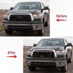 For 2010-2013 Tundra Front Grille Matte Black Honeycomb ABS w/ Lights & Letters
