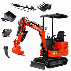 1.4 Ton Kubota Diesel Mini Excavator w/ 5 Attachments Hydraulic Pilot Control