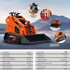 Upgraded Mini Skid Steer Loader 13.5HP Tracked Loaders RATO Engine,EPA Free Ship