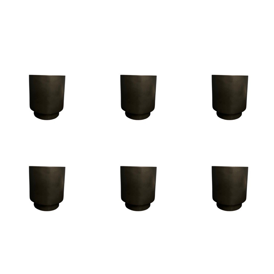 Set of 6 Black Ceramic Indoor Outdoor Planter Pot Charcoal Threshold