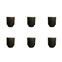 Set of 6 Black Ceramic Indoor Outdoor Planter Pot Charcoal Threshold